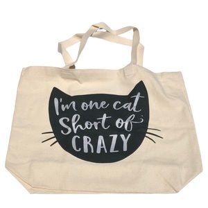 “I’m One Cat Short of Crazy” Cotton Canvas Tote